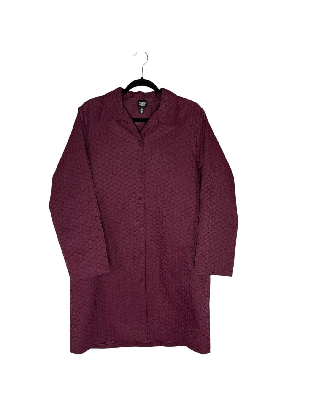 Eileen Fisher Over Coat Long Jacket Lightweight Lagenlook Burgundy Size M